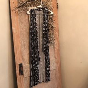 Black and white long vest